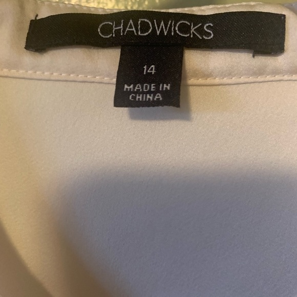 Chadwicks White Button Down Pleated Blouse Size 14 - Picture 5 of 9